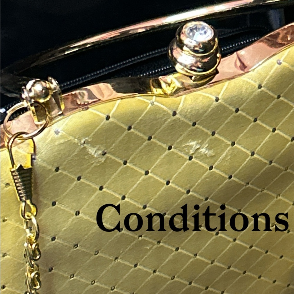 Joymax Vintage Gold Jewel Embellished with Rhinestone Kiss Clasp Purse Hand Bag - Picture 8 of 12